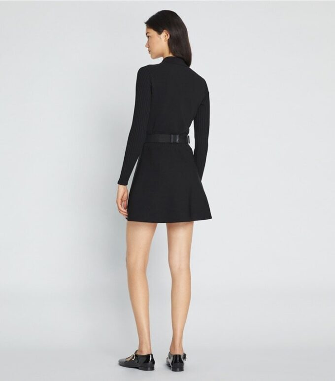 Robe polo mini à manches longues en maille technique Robe polo mini à manches longues en maille technique