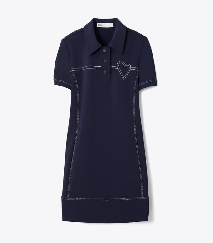 Robe polo stretch à coutures apparentes