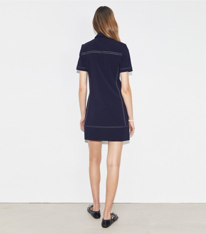 Robe polo stretch à coutures apparentes