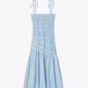 Robe smockée en viscose à bretelles nouées Robe smockée en viscose à bretelles nouées