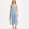 Robe smockée en viscose à bretelles nouées Robe smockée en viscose à bretelles nouées