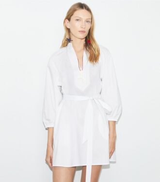 Robe tunique en coton à manches ballon