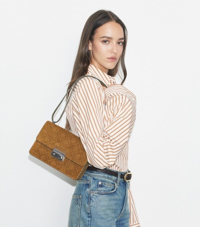 Sac à bandoulière en daim T Monogram Sac à bandoulière en daim T Monogram