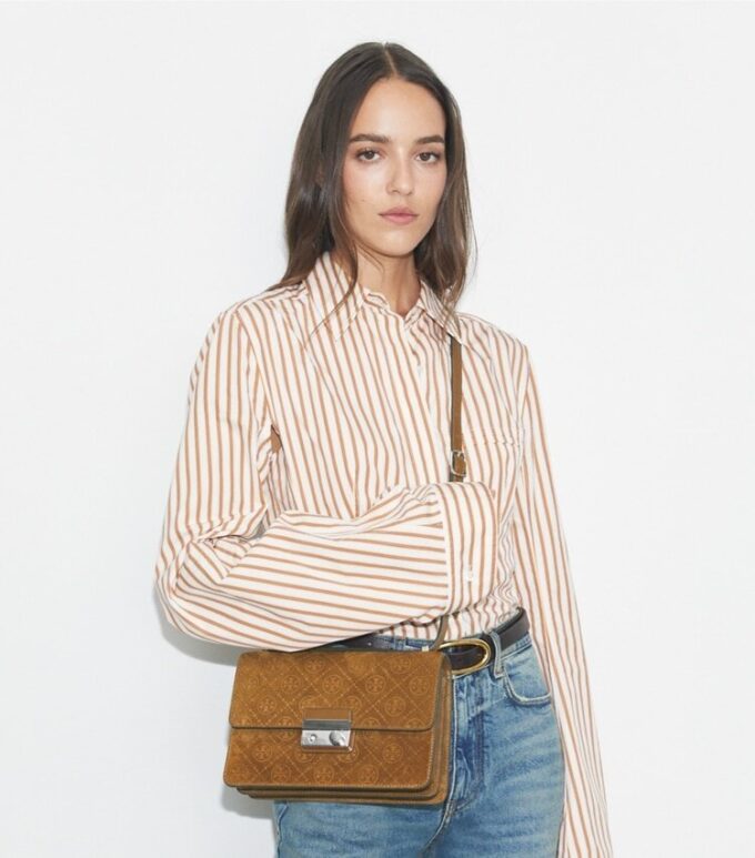 Sac à bandoulière en daim T Monogram Sac à bandoulière en daim T Monogram