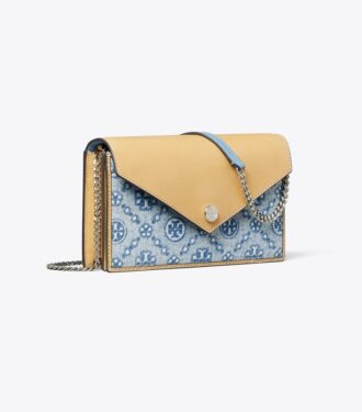 Sac à bandoulière enveloppe en denim T Monogram