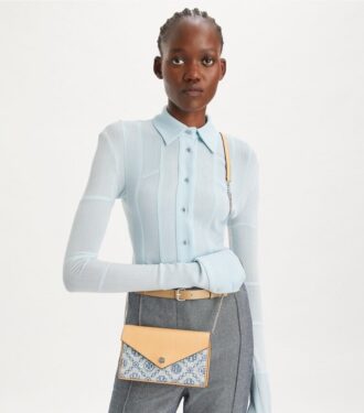 Sac à bandoulière enveloppe en denim T Monogram
