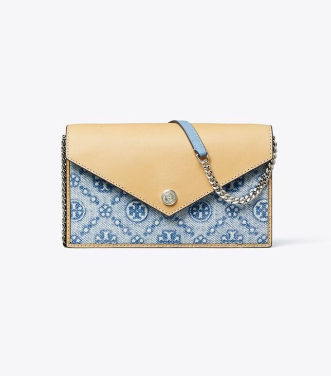 Sac à bandoulière enveloppe en denim T Monogram