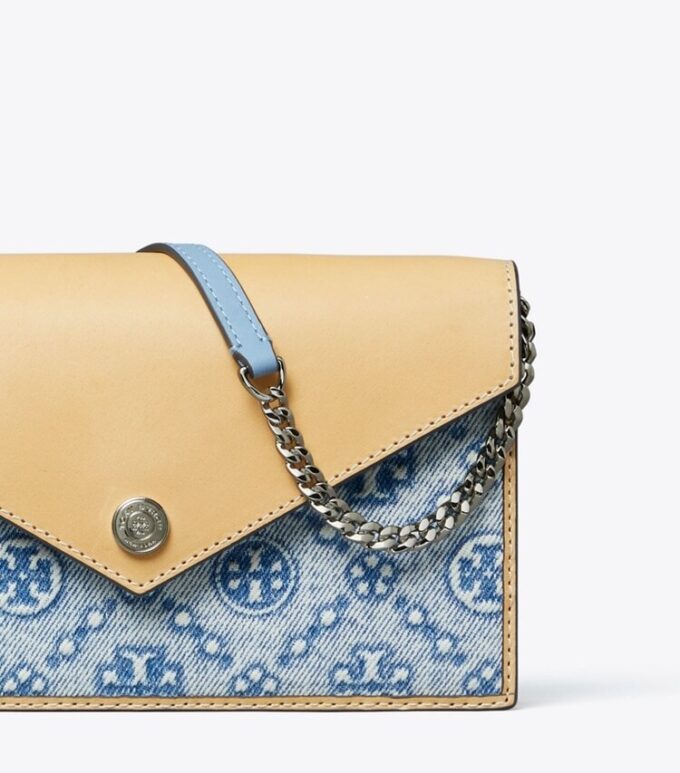Sac à bandoulière enveloppe en denim T Monogram
