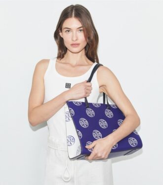 Sac cabas contrasté avec T Monogram en relief