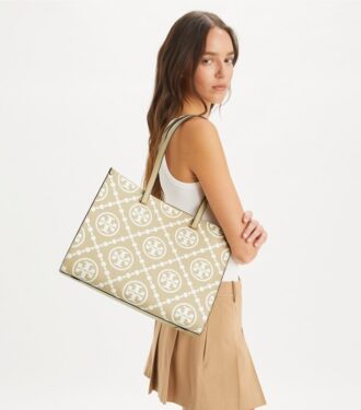 Sac cabas contrasté avec T Monogram en relief