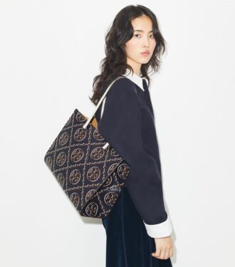 Sac cabas contrasté avec T Monogram en relief