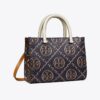 Sac cabas à poignées supérieures en cuir gaufré contrasté T Monogram T Sac cabas à poignées supérieures en cuir gaufré contrasté T Monogram T