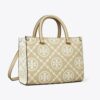 Sac cabas à poignées supérieures en cuir gaufré contrasté T Monogram T Sac cabas à poignées supérieures en cuir gaufré contrasté T Monogram T