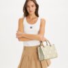 Sac cabas à poignées supérieures en cuir gaufré contrasté T Monogram T Sac cabas à poignées supérieures en cuir gaufré contrasté T Monogram T