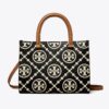 Sac cabas à poignées supérieures en cuir gaufré contrasté T Monogram T Sac cabas à poignées supérieures en cuir gaufré contrasté T Monogram T