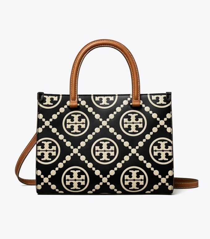 Sac cabas à poignées supérieures en cuir gaufré contrasté T Monogram T Sac cabas à poignées supérieures en cuir gaufré contrasté T Monogram T