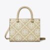 Sac cabas à poignées supérieures en cuir gaufré contrasté T Monogram T Sac cabas à poignées supérieures en cuir gaufré contrasté T Monogram T
