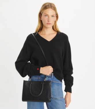 Sac cabas à poignées T Monogram embossé