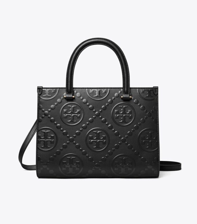 Sac cabas à poignées T Monogram embossé Sac cabas à poignées T Monogram embossé