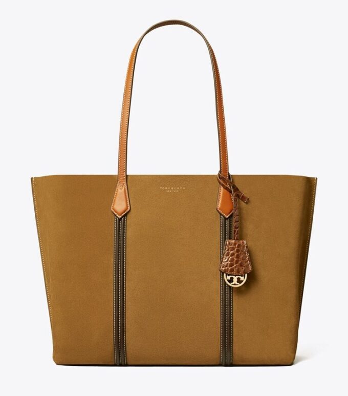 Sac fourre-tout Perry en daim à trois compartiments Sac fourre-tout Perry en daim à trois compartiments