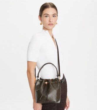 Sac seau en toile enduite T Monogram
