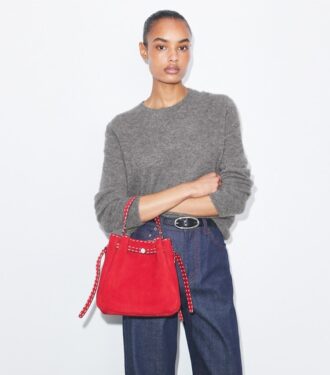 Sac seau Romy en daim avec surpiqûres