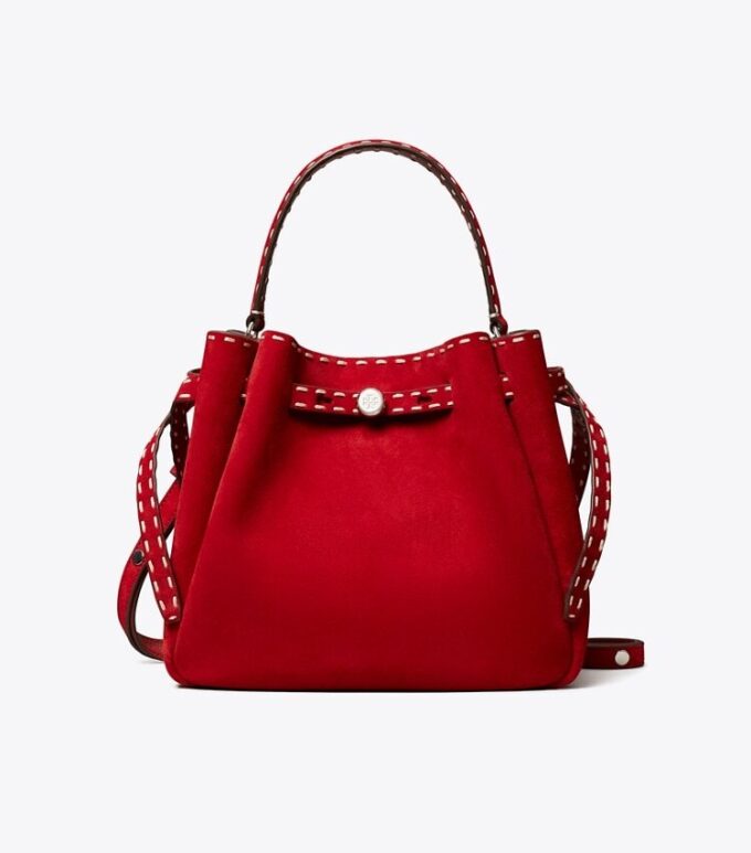 Sac seau Romy en daim avec surpiqûres Sac seau Romy en daim avec surpiqûres