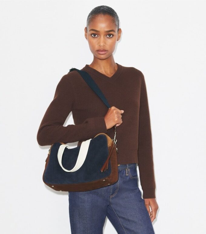 Sacoche en daim color block Sacoche en daim color block