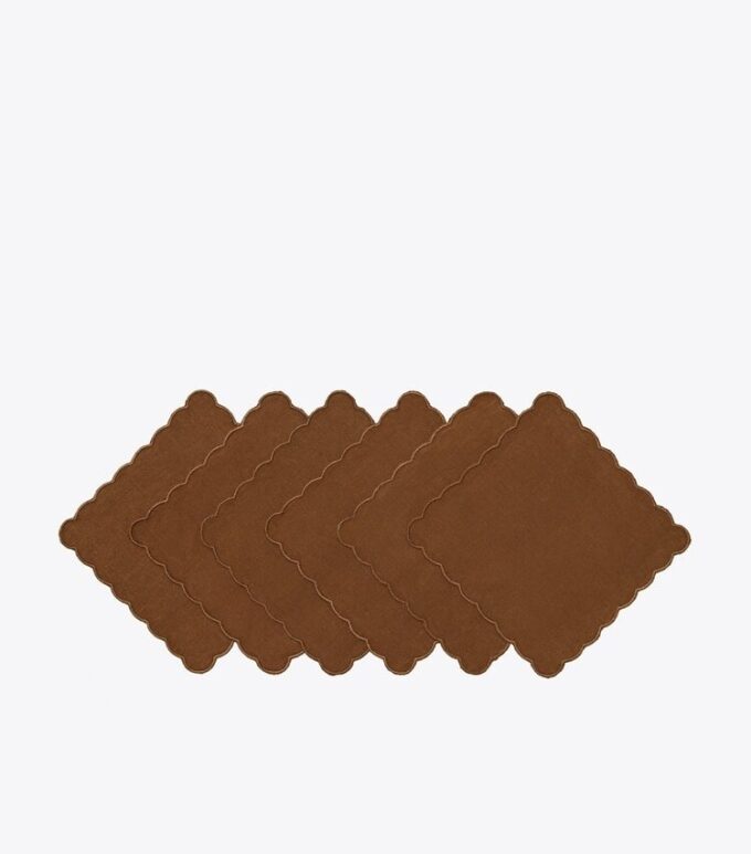 Serviettes de cocktail en lin festonnées, lot de 6 Serviettes de cocktail en lin festonnées, lot de 6