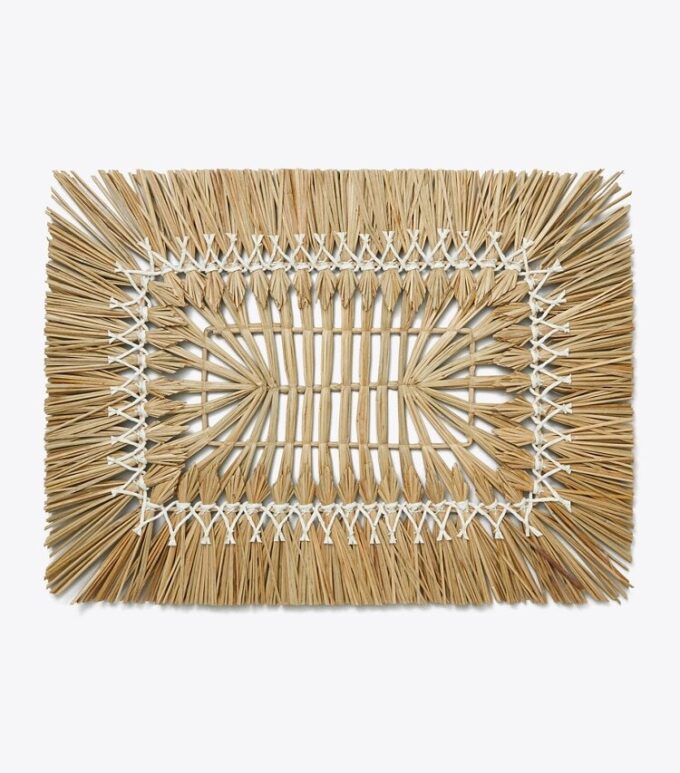 Set de 4 sets de table rectangulaires en raphia Set de 4 sets de table rectangulaires en raphia