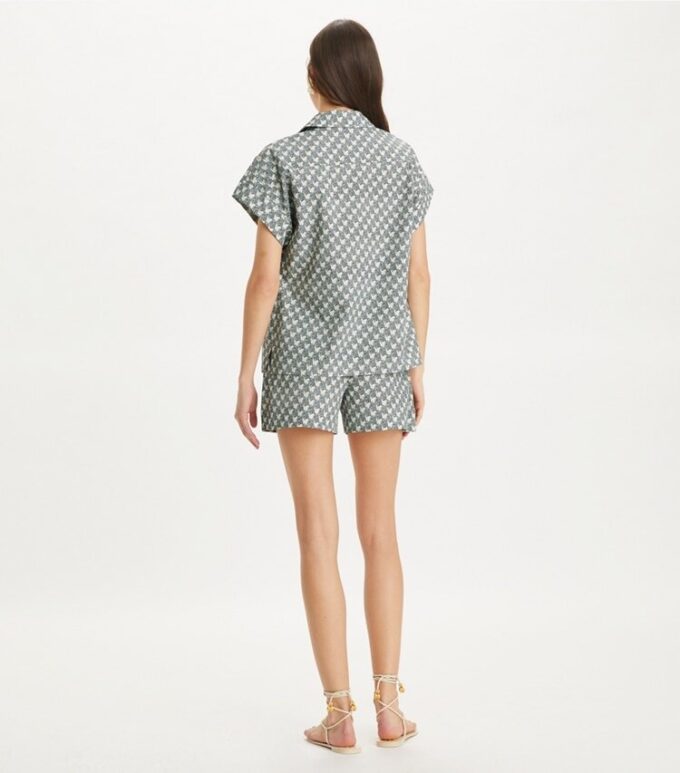 Short en popeline de coton imprimé