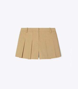 Short plissé en micro-twill