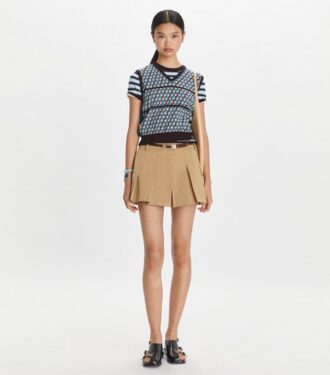 Short plissé en micro-twill