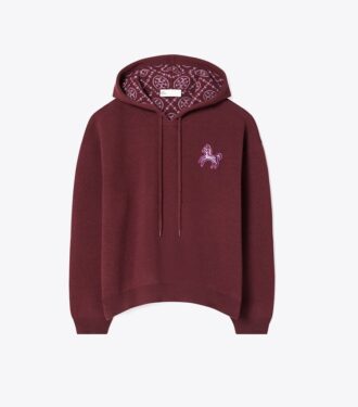 Sweat à capuche court en laine