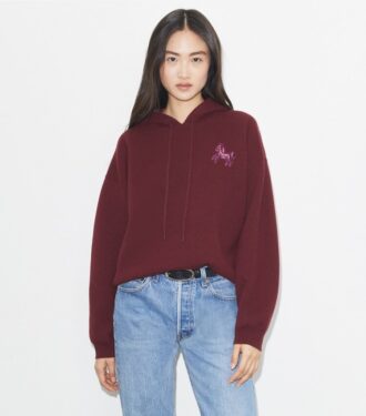 Sweat à capuche court en laine