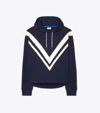 Sweat à capuche en molleton français à motif chevron