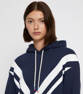 Sweat à capuche en molleton français à motif chevron