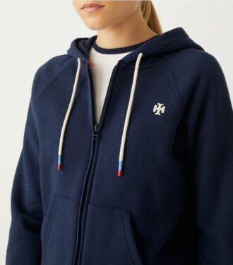Sweat à capuche zippé en molleton français raglan