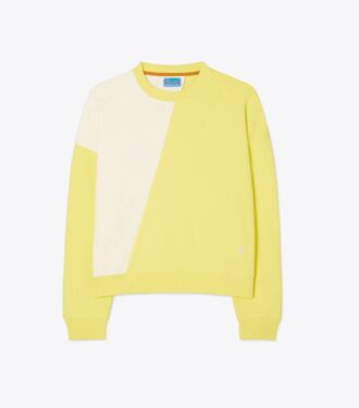 Sweat-shirt à col rond en molleton français à blocs de couleur en diagonale