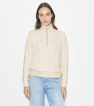 Sweat-shirt à demi-zip et manches à logo en molleton français