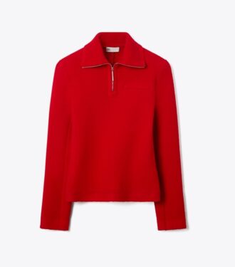 Sweat-shirt en laine à demi-zip