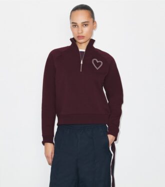 Sweat-shirt en molleton français à cœur et surpiqûres