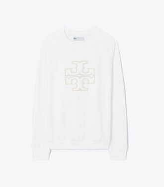 Sweat-shirt épais en molleton français à col rond et logo Sweat-shirt épais en molleton français à col rond et logo
