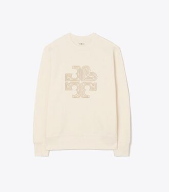 Sweat-shirt épais en molleton français à col rond et logo en forme de cœur