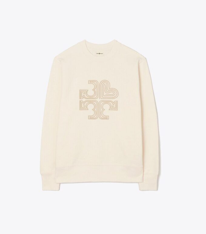 Sweat-shirt épais en molleton français à col rond et logo en forme de cœur Sweat-shirt épais en molleton français à col rond et logo en forme de cœur