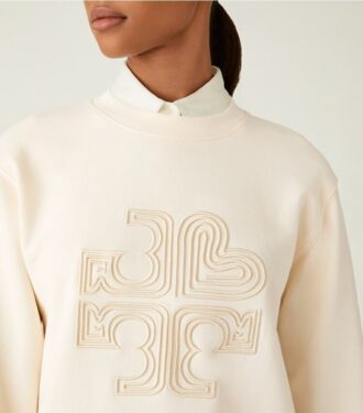 Sweat-shirt épais en molleton français à col rond et logo en forme de cœur