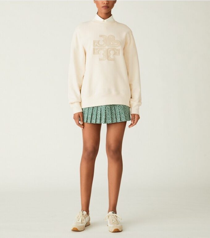 Sweat-shirt épais en molleton français à col rond et logo en forme de cœur Sweat-shirt épais en molleton français à col rond et logo en forme de cœur