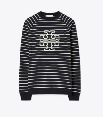 Sweat-shirt à rayures et logo en molleton français