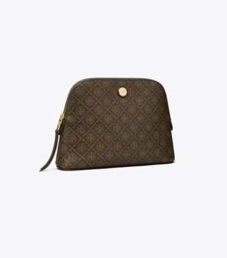 Trousse de maquillage bombée en toile enduite T Monogram T