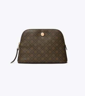 Trousse de maquillage bombée en toile enduite T Monogram T